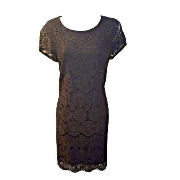 Laundry by Shelli Segal Size 8 Lace Shell Polyester Lined Black Cocktail Dress - Picture 1 of 6